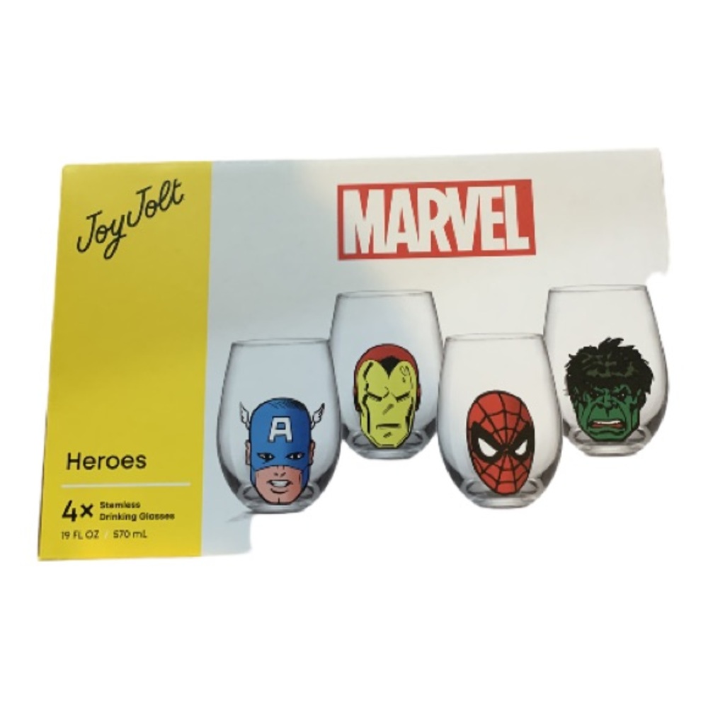 JoyJolt Marvel Heroes Drinking Glasses Set